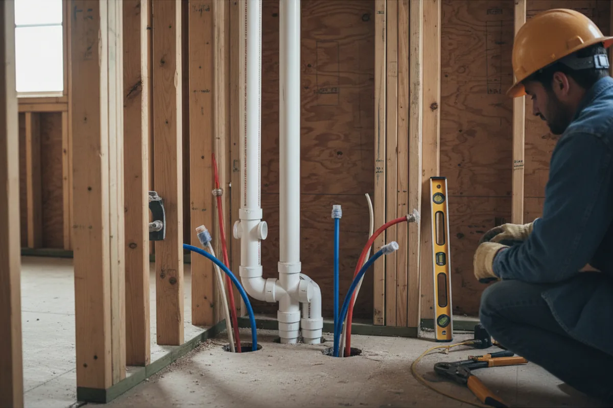Drain and supply rough-in during Drain Cleaning in Earlville